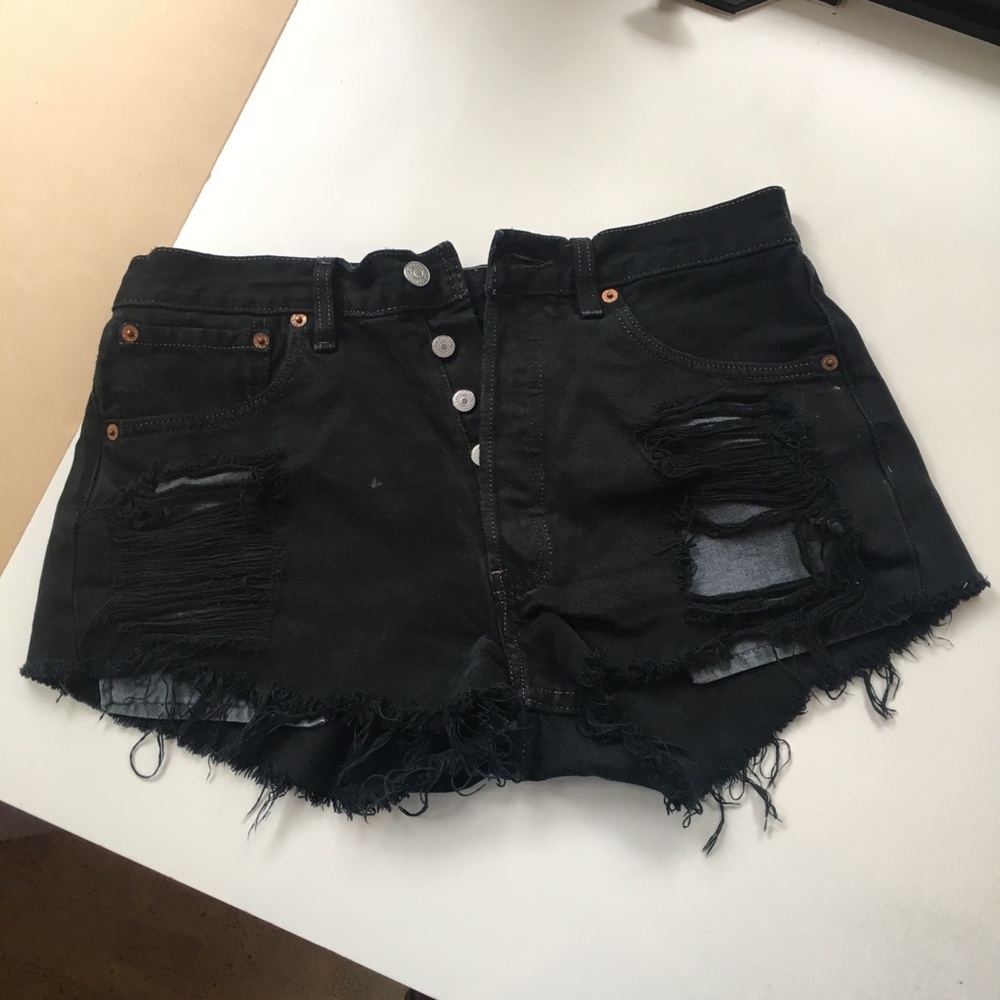 Black vintage denim shorts
